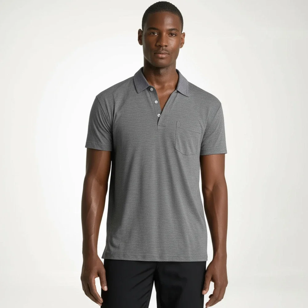Banana Republic Mens Polo Large Grey Casual Front‎ Pocket Golf Outdoor Preppy